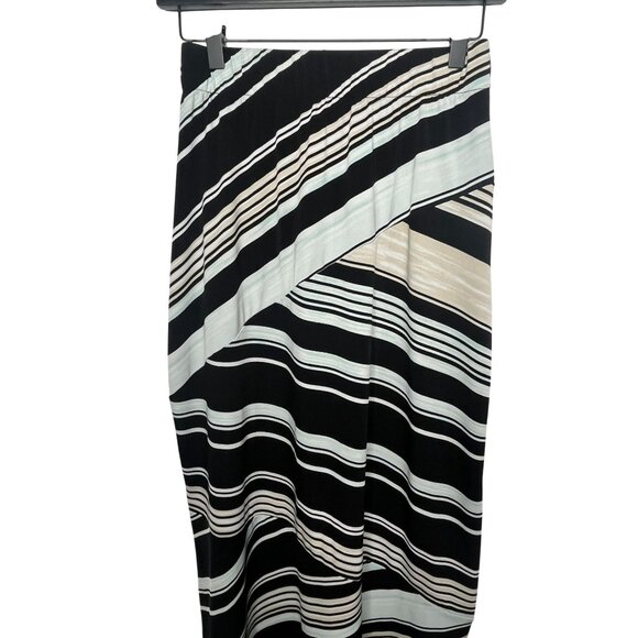 Chicos Black Tan Striped Pull On Maxi Skirt Size 0 (S) Fall Casual - Picture 4 of 14